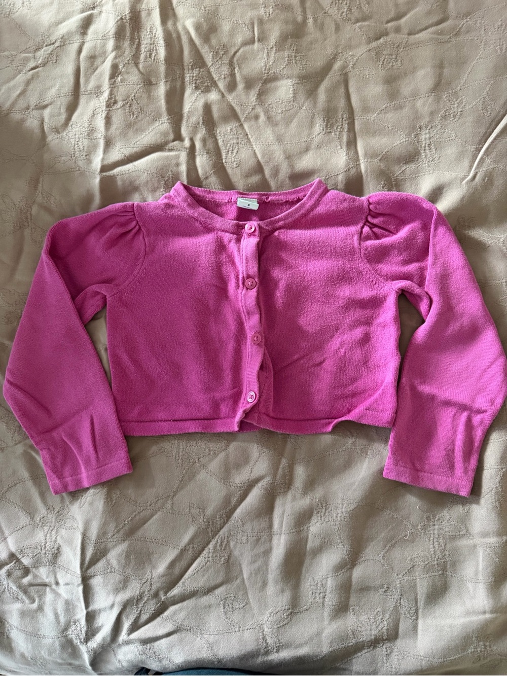 Janie and Jack Bright Pink Button Cardigan